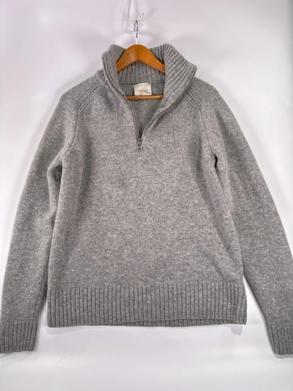 A Day's March Half Zip Sweater Mock Neck Lambswool Heather Grey Mens Large